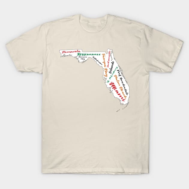 Florida Cities Word Art T-Shirt by InspiredQuotes